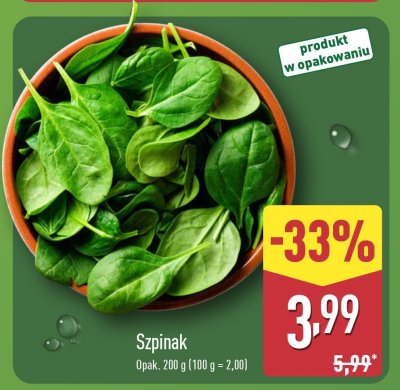 Szpinak 200 g promocja w Aldi