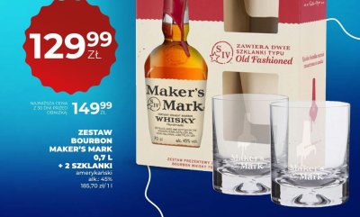 Zestaw bourbon Maker's Mark 0,7L + 2 szklanki promocja w Duży Ben