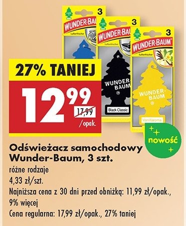 Zapach samochodowy black classic Wunder-baum promocja w Biedronka