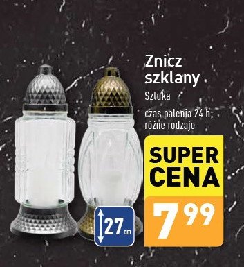 Znicz szklany 27 cm promocja