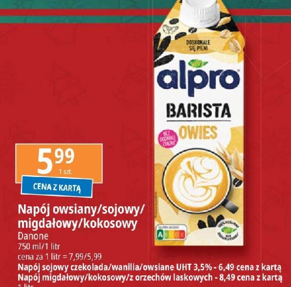 Napój migdałowy barista Alpro promocja w Leclerc