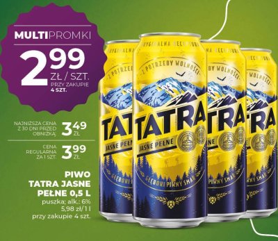Piwo Tatra Jasne Pełne 0,5 L promocja w Duży Ben