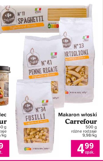 Makaron tortiglioni Carrefour promocja