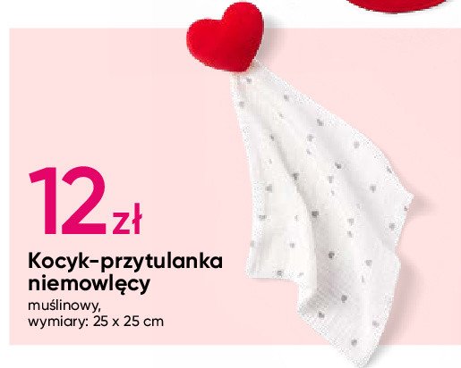 Kocyk przytulanka muślinowy 25 x 25 cm promocja w Pepco