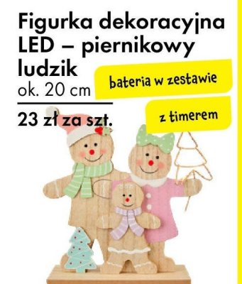 Figurka dekoracyjna LED – piernikowy ludzik ok. 20 cm bateria w zestawie promocja w Tedi