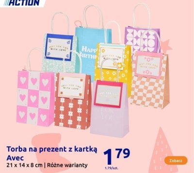 Torba na prezent z kartką Avec promocja w Action