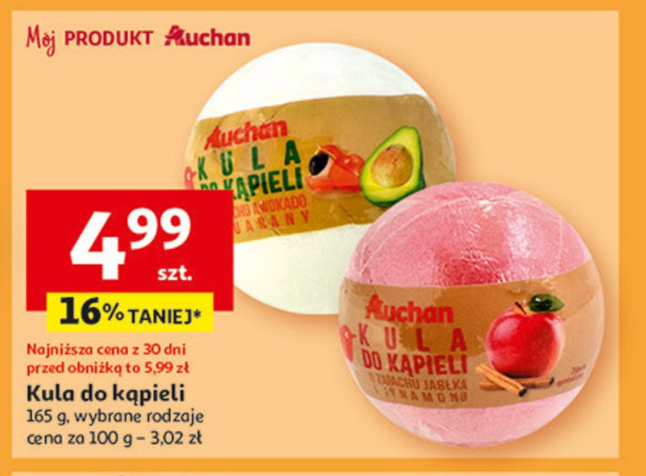 Kula do kąpieli awokado Auchan różnorodne (logo czerwone) promocja w Auchan