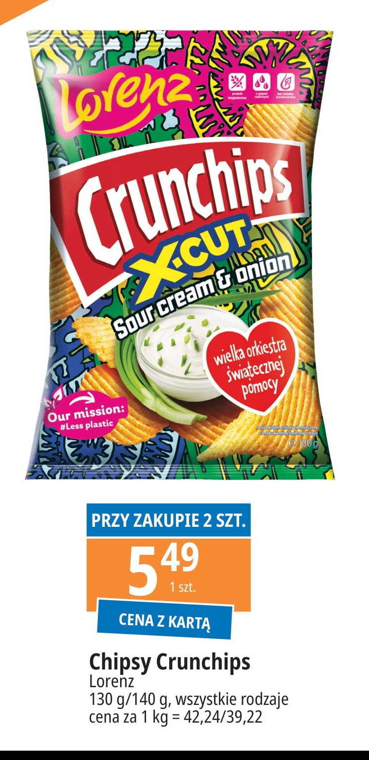 Chipsy śmietanka z cebulką Crunchips x-cut promocja