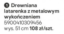 Drewniana latarenka z metalowym wykończeniem promocja w Castorama