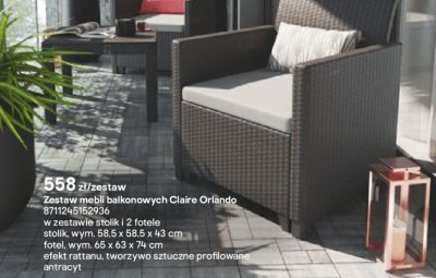 Zestaw mebli balkonowych Claire Orlando promocja w Castorama