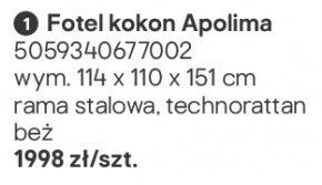 Fotel kokon Apolima promocja w Castorama