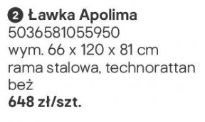 Ławka Apolima promocja w Castorama