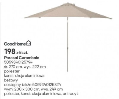 Parasol Carambole promocja w Castorama
