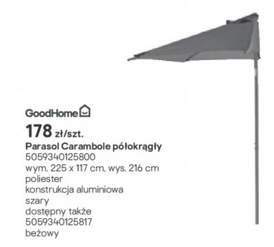 Parasol Carambole półokrągły promocja w Castorama