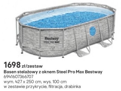 Basen stelażowy z oknem Steel Pro Max Bestway wym. 427 x 250 cm, wys. 100 cm promocja w Castorama
