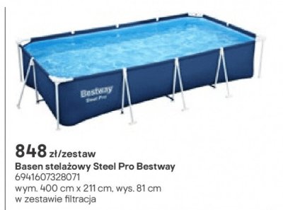 Basen stelażowy Steel Pro Bestway wym. 400 cm x 211 cm, wys. 81 cm promocja w Castorama