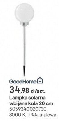 lampka solarna wbijana kula 20 cm promocja w Castorama