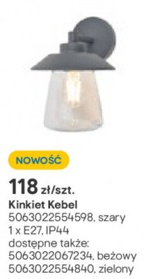 Kinkiet Kebel szary promocja w Castorama