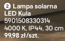 Lampa solarna LED Kula 4000 K, IP44, 30 cm promocja w Castorama