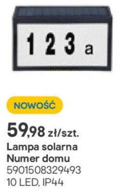 Lampa solarna z numerem domu promocja w Castorama