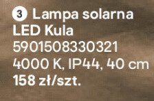 Lampa solarna LED Kula 4000 K, IP44, 40 cm promocja w Castorama