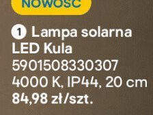 Lampa solarna LED Kula 4000 K, IP44, 20 cm promocja w Castorama