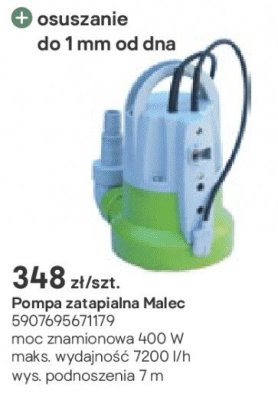 Pompa zatapialna Malec promocja w Castorama