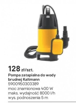 Pompa zatapialna do wody brudnej Kaltmann promocja w Castorama