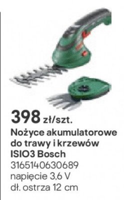 Nożyce akumulatorowe do trawy i krzewów ISIO3 Bosch promocja w Castorama