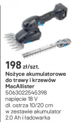 Nożyce akumulatorowe do trawy i krzewów MacAllister promocja w Castorama