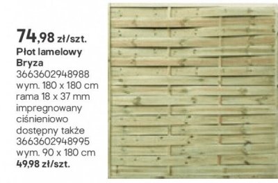Płot lamelowy Bryza 180x180 cm promocja w Castorama
