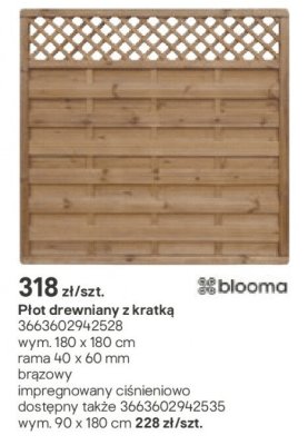 Płot drewniany z kratką 180x180 cm promocja w Castorama