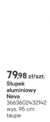 Słupek aluminiowy Neva wys. 95 cm taupe promocja w Castorama