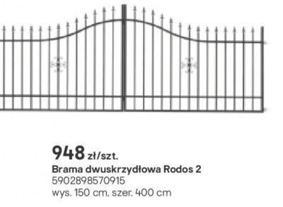 Brama dwuskrzydłowa Rodos 2 150x400 cm promocja w Castorama