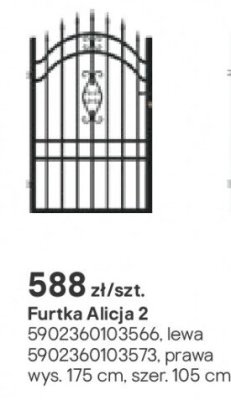 Furtka Alicja 2 175x105 cm promocja w Castorama