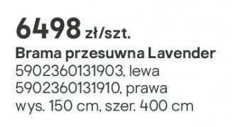 Brama przesuwna Lavender promocja w Castorama