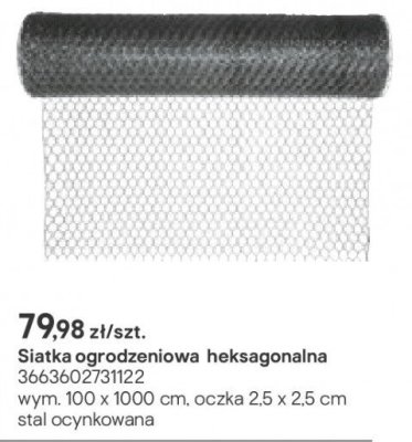 Siatka ogrodzeniowa heksagonalna 100 x 1000 cm promocja w Castorama