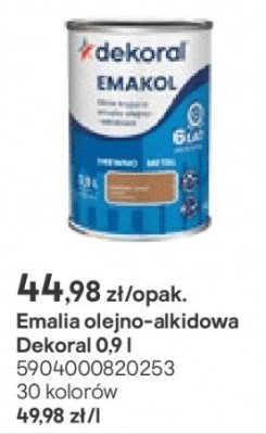 Emalia olejno-alkidowa Dekoral 0.9 l promocja w Castorama