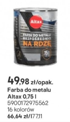 Farba do metalu Altax 0.75 l promocja w Castorama