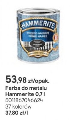 Farba do metalu Hammerite 0.7 l promocja w Castorama
