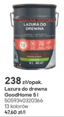 Lazura do drewna GoodHome 5 l promocja w Castorama