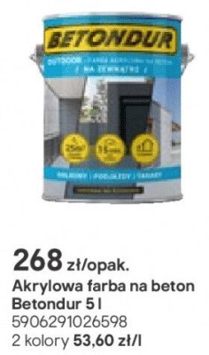 Akrylowa farba na beton 5 l promocja w Castorama