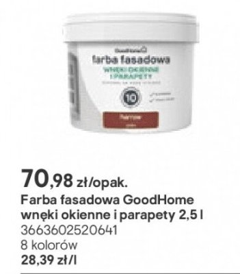 Farba fasadowa Farba fasadowa - wnęki okienne i parapety 2,5 l promocja w Castorama