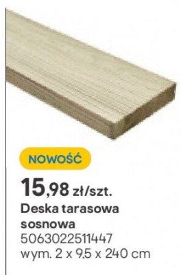 Deska tarasowa sosnowa 2x9.5x240 cm promocja w Castorama
