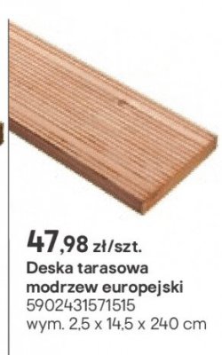 Deska tarasowa modrzew europejski 25x14.5x240 cm promocja w Castorama