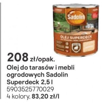Olej do tarasów i mebli ogrodowych Sadolin Superdeck 2.5l promocja w Castorama