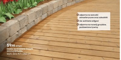 Deska tarasowa świerk 26x11.7x240 cm promocja w Castorama