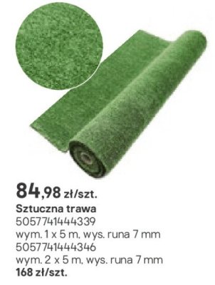 Sztuczna trawa 1 x 5 m promocja w Castorama