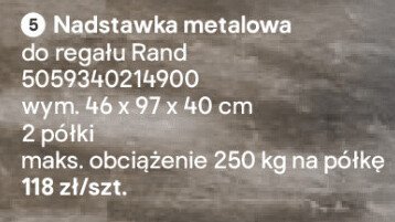 Nadstawka metalowa do regału Rand 46x97x40 promocja w Castorama