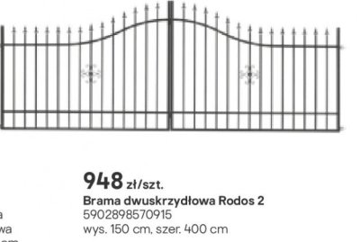 Brama dwuskrzydłowa Rodos 2 150x400 cm promocja w Castorama